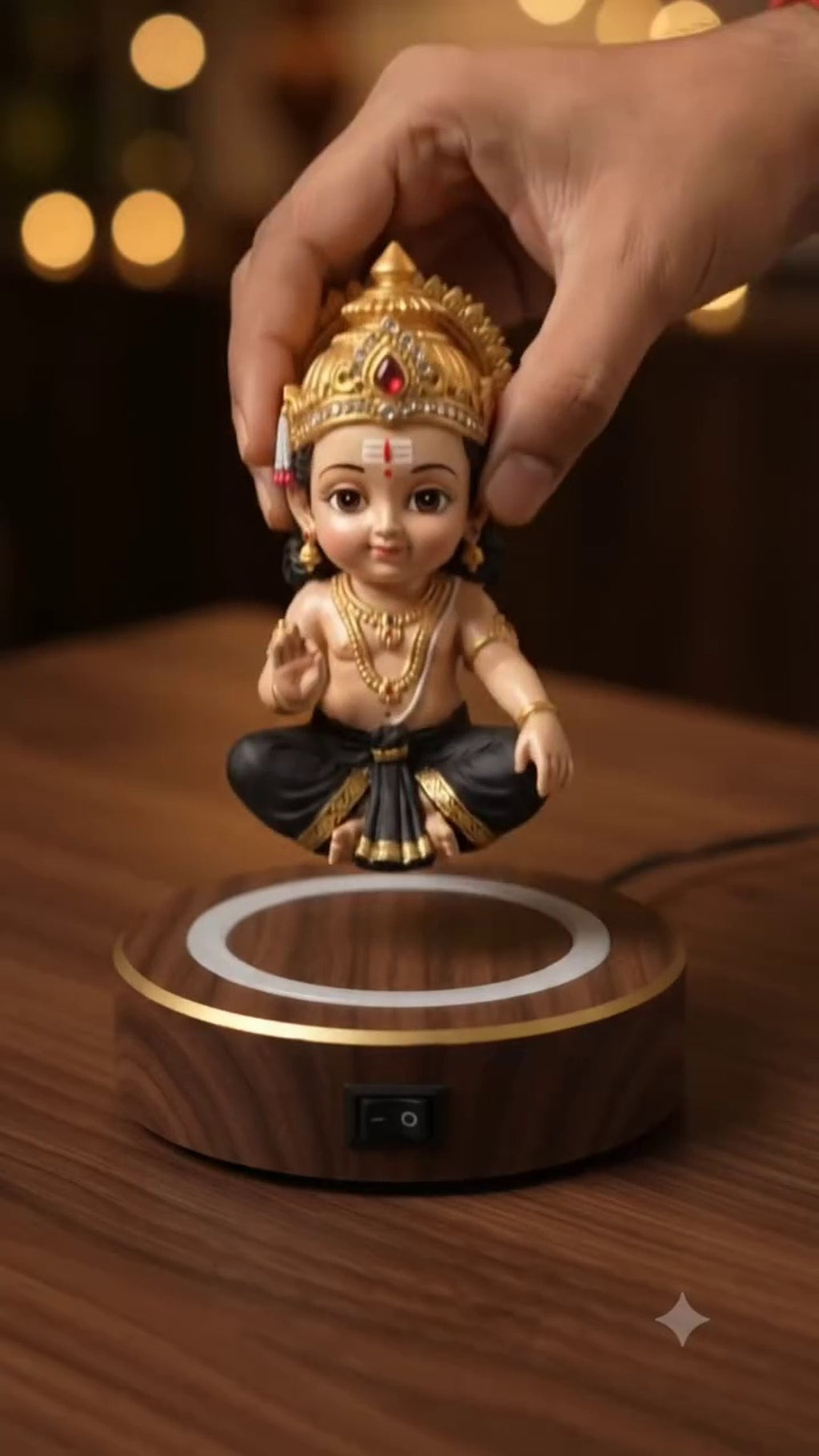 Levitating Bal Ayyappa Idol with Magnetic LED Base – Blessings That Float