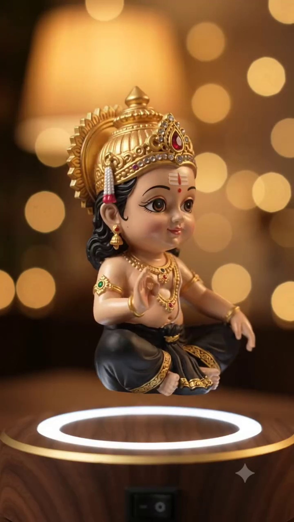 Levitating Bal Ayyappa Idol with Magnetic LED Base – Blessings That Float
