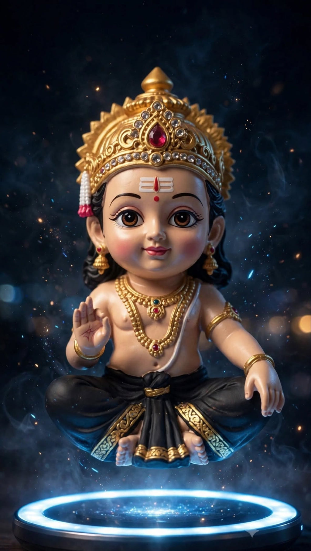 Levitating Bal Ayyappa Idol with Magnetic LED Base – Blessings That Float
