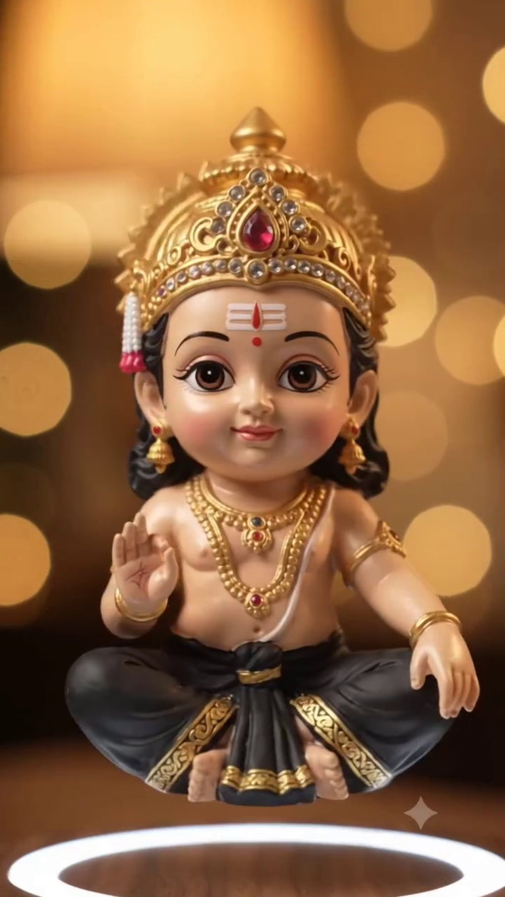 Levitating Bal Ayyappa Idol with Magnetic LED Base – Blessings That Float