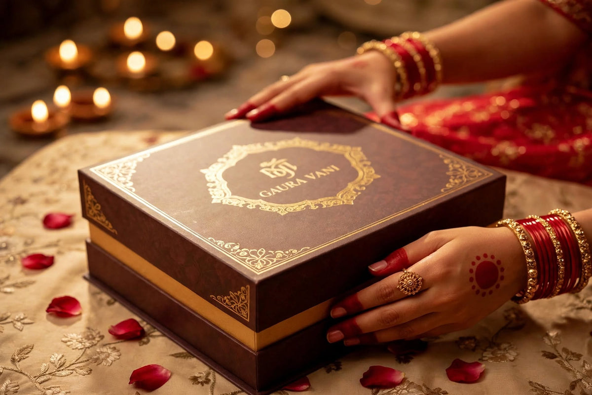 Gaura Vani - Shri Ram & Sita Divine Jodi | Premium Gift Box with Dhanush, Kalash & Moti Mala