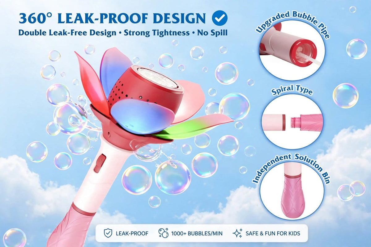 Flower Bubble Wand with Lights - 10 Holes Automatic