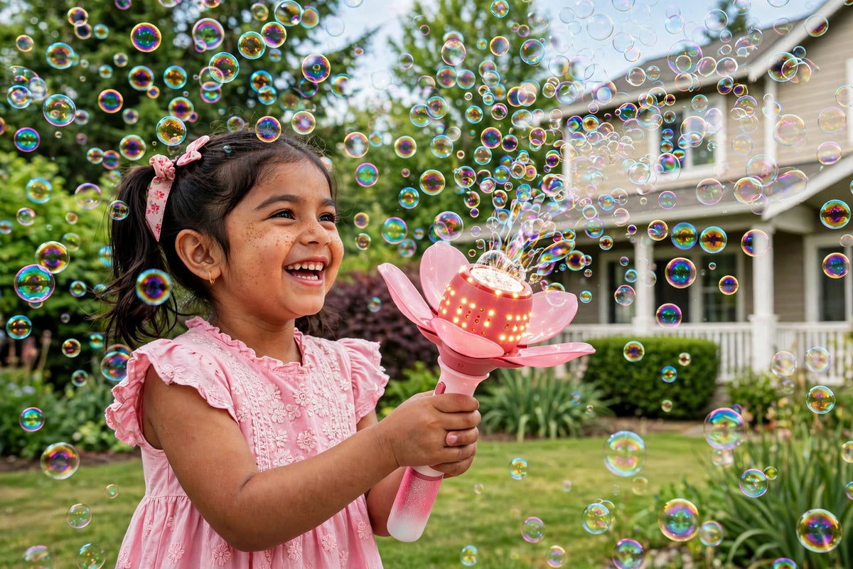 Flower Bubble Wand with Lights - 10 Holes Automatic