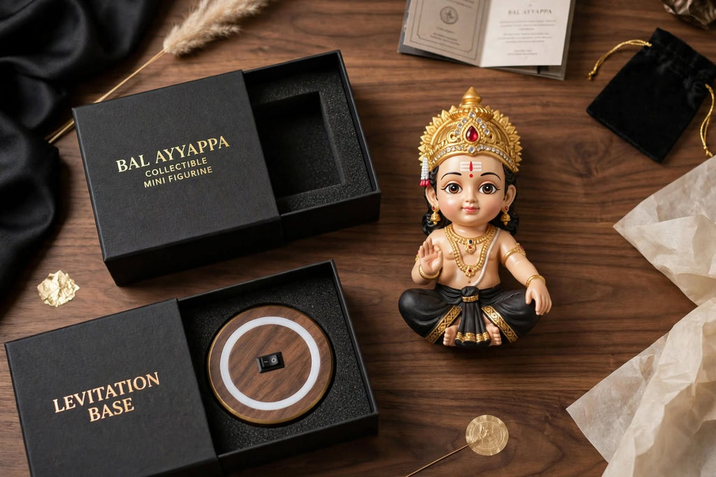 Levitating Bal Ayyappa Idol with Magnetic LED Base – Blessings That Float